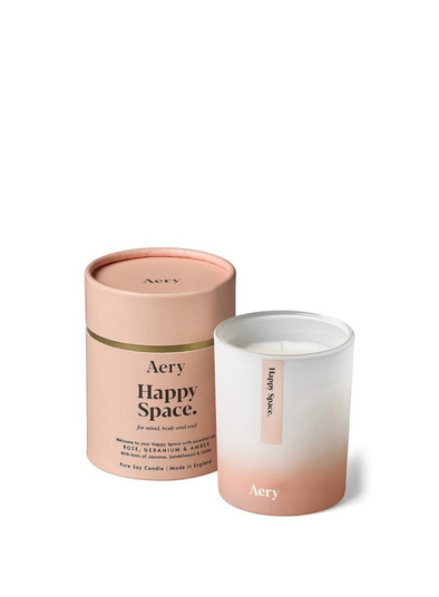 Happy Space Scented Candle - Rose Geranium & Amber from Aery Living