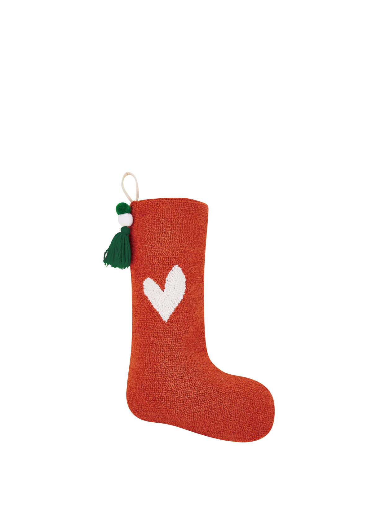 Red Heart Stocking with Pom Pom Tassel by Ampersand