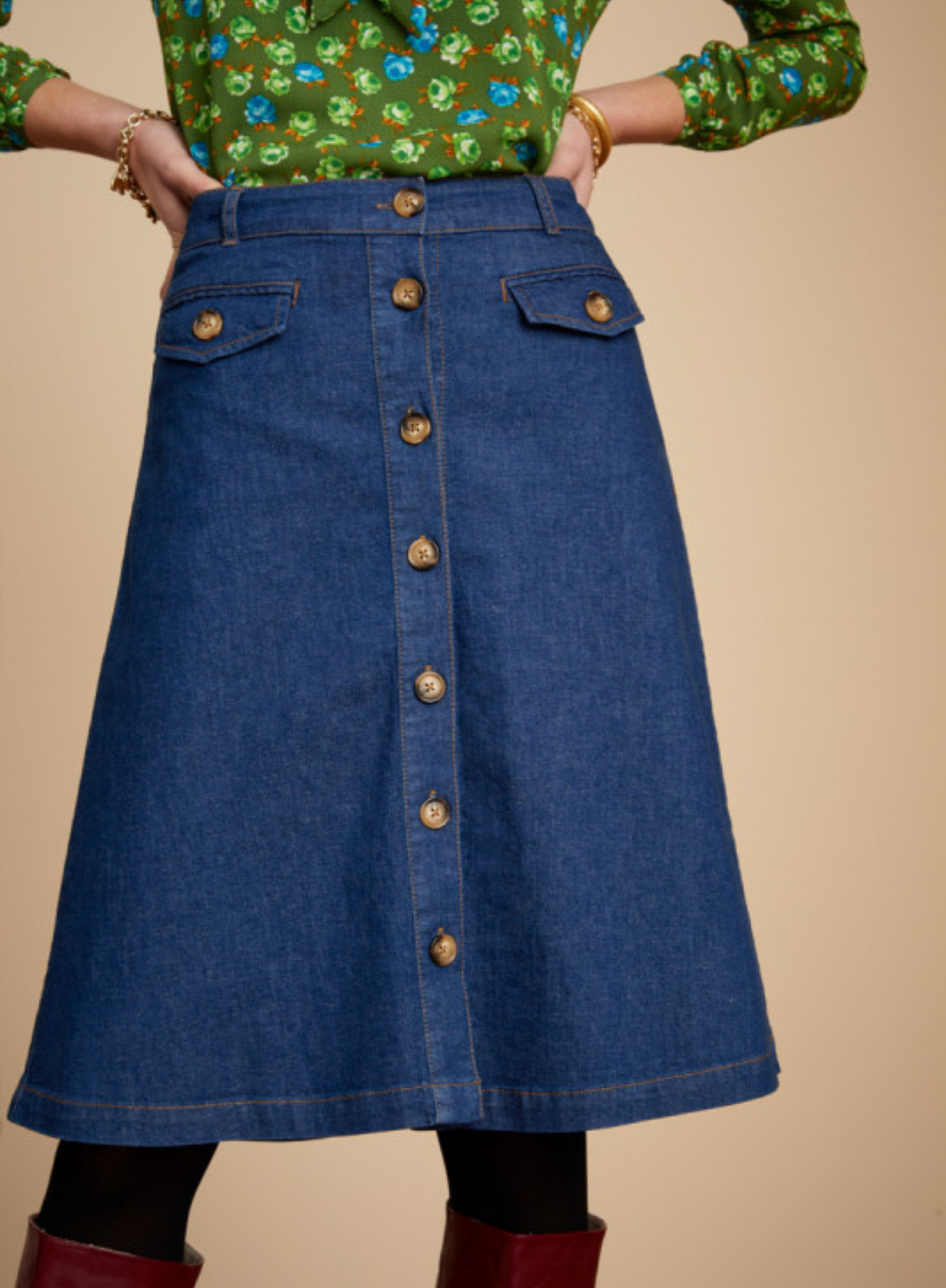 Caroll Skirt Chambray Denim Blue from King Louie