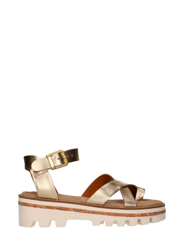 Kiki Leather Sandals in Gold from Maruti