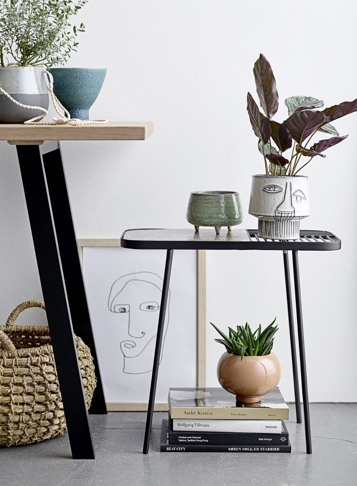 Grey Sir Stoneware Face Plant Pot from Bloomingville