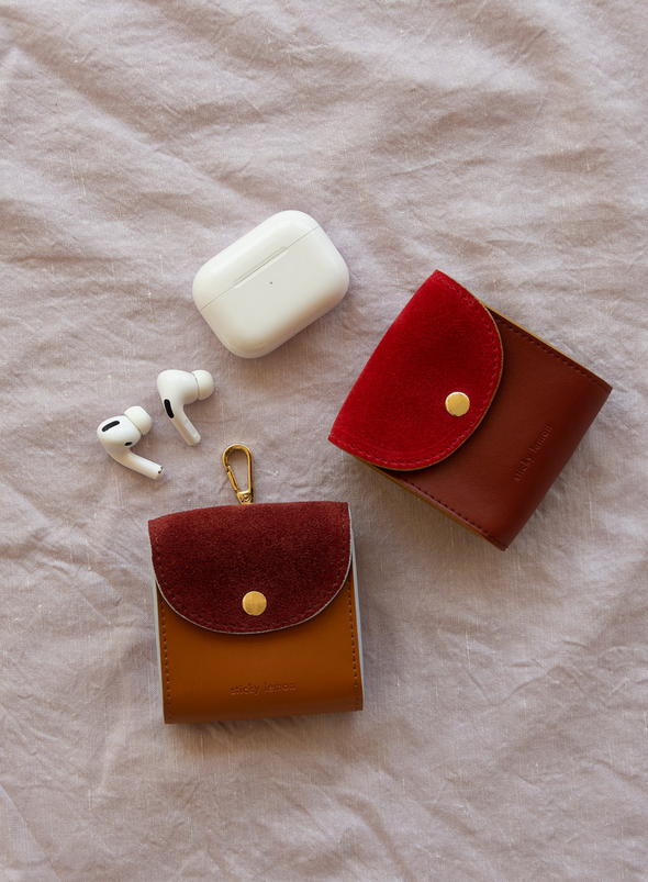 The Sticky Sis Club Airpod Case in Red+Beige