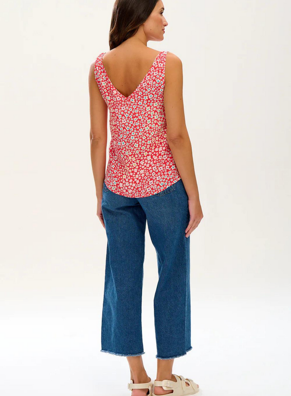 Romy Vest top in Red Rainbow Daisies from Sugarhill