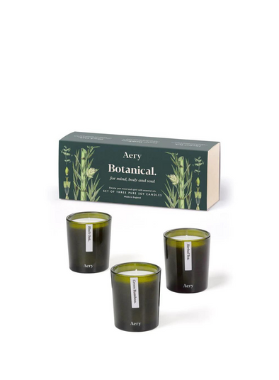 Botanical Green Gift Set of 3 Votive Candles from Aery Living