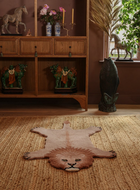 Pink Lion Large wool Rug from Doing Goods