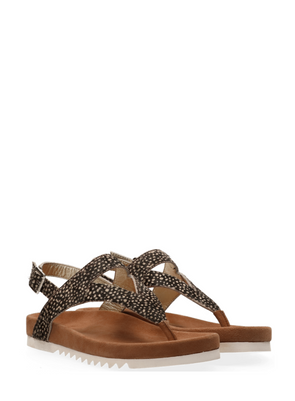 Bear Hairon Leather Sandals in Black Pixel from Maruti