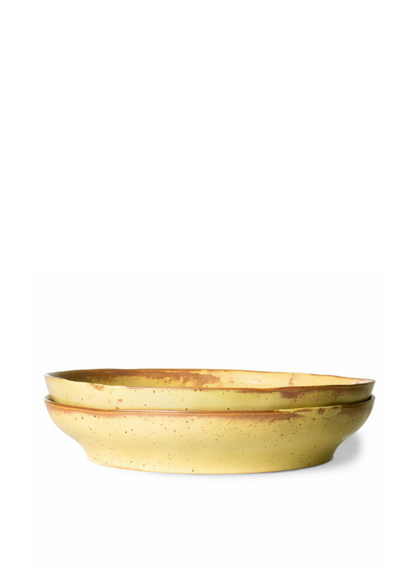 Bold & Basic Ceramics: Pasta Plate in Yellow/Brown from HK Living