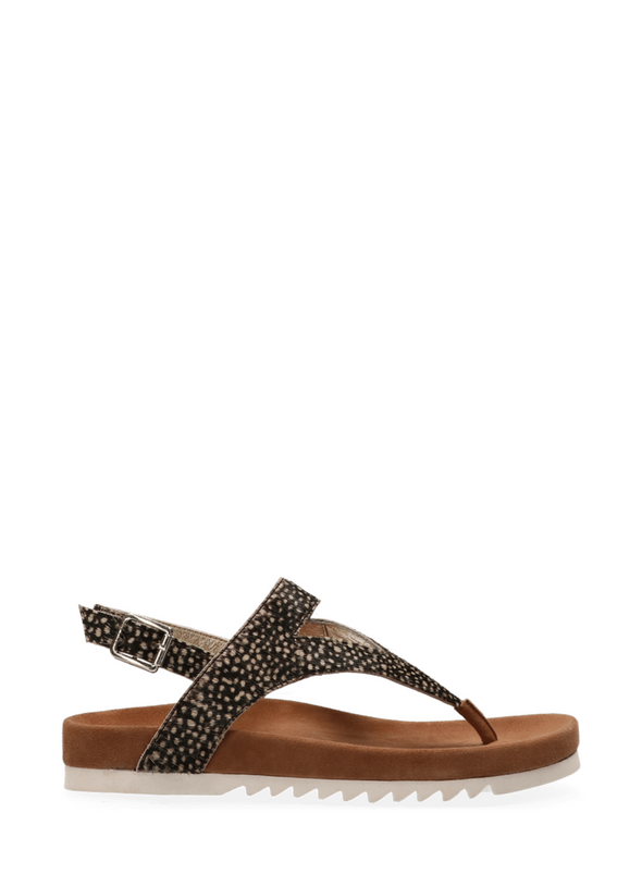 Bear Hairon Leather Sandals in Black Pixel from Maruti