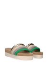 Bali Leather Sandals in Green Combi from Maruti