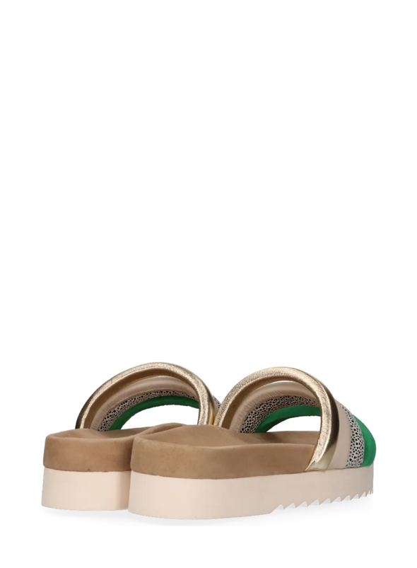 Bali Leather Sandals in Green Combi from Maruti