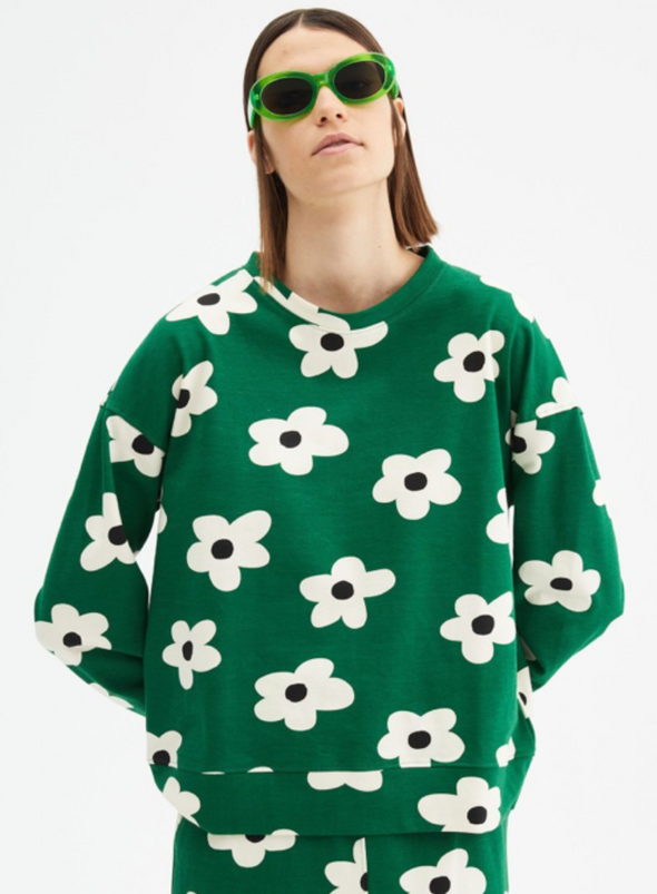 Sweatshirt in Green Bold Flowers from Compañia Fantastica