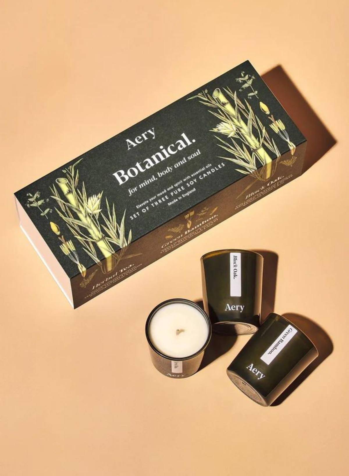 Aery Living Botanical Green Gift Set of 3 Votive Candles