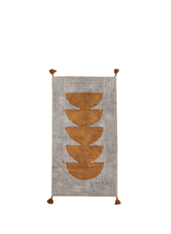 Tufted Cotton Runner 70 x 140cm Grey, Mustard From Madam Stoltz