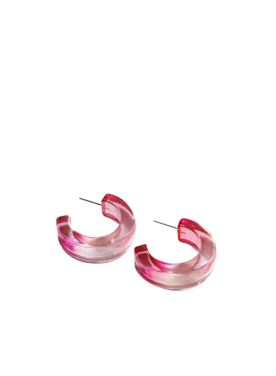 Celia 2 Tone Resin Hoops in Pink from Big Metal