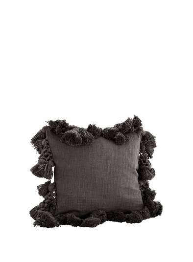 Dark Grey Cushion with Tassel from Madam Stoltz