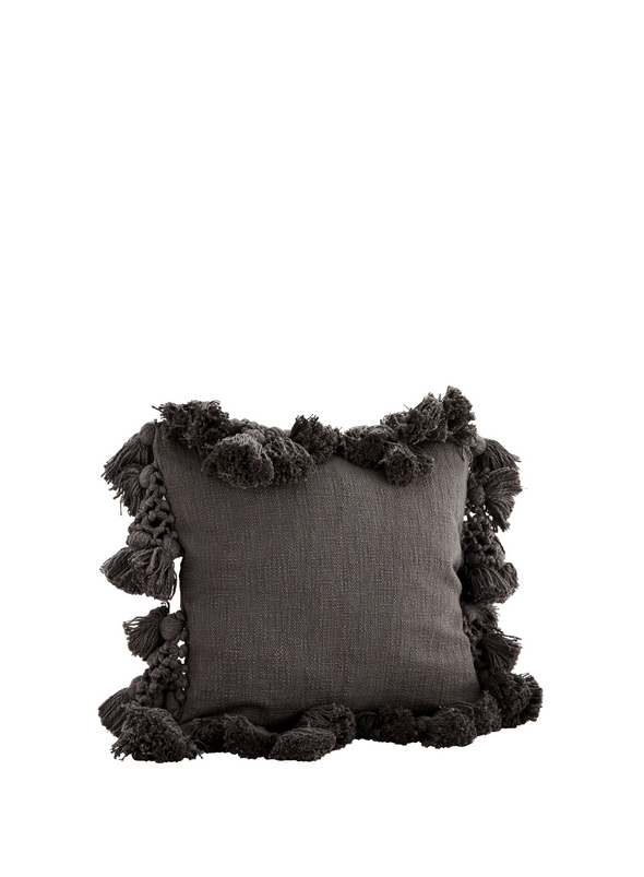 Dark Grey Cushion with Tassel from Madam Stoltz