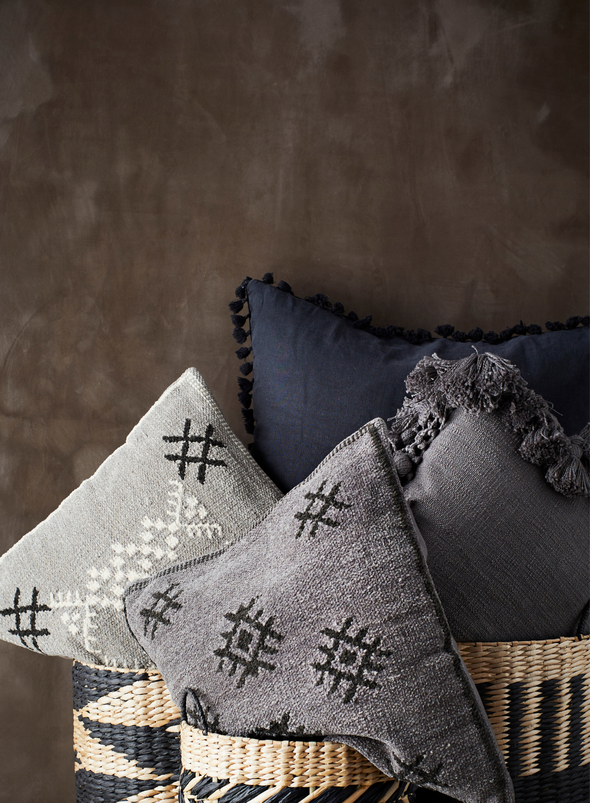 Dark Grey Cushion with Tassel from Madam Stoltz