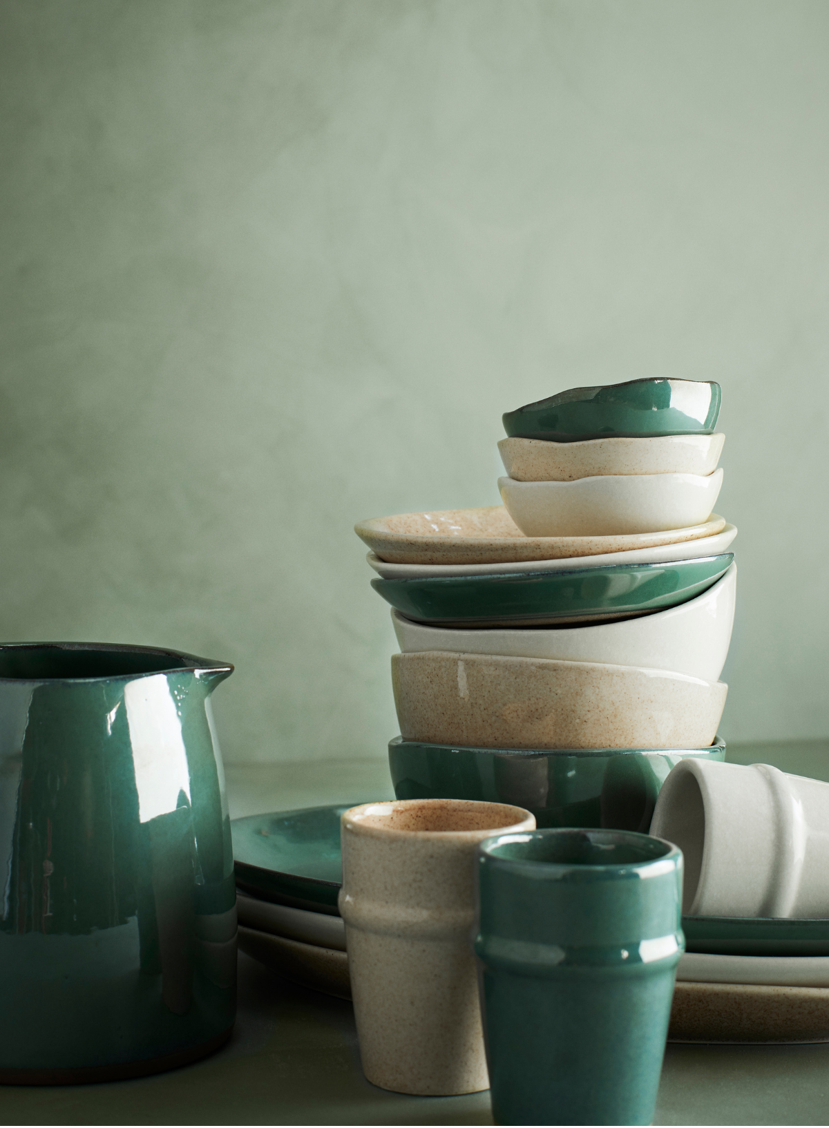 Handmade Stoneware Bowl - Sea Green from Madam Stoltz