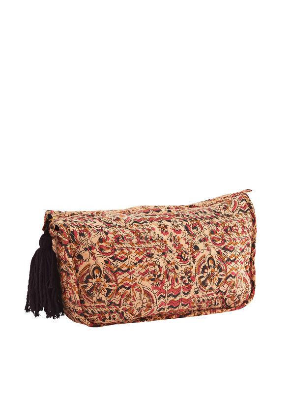 Large Printed Toilet Bag With Tassel Raspberry & Nude from Madam Stoltz