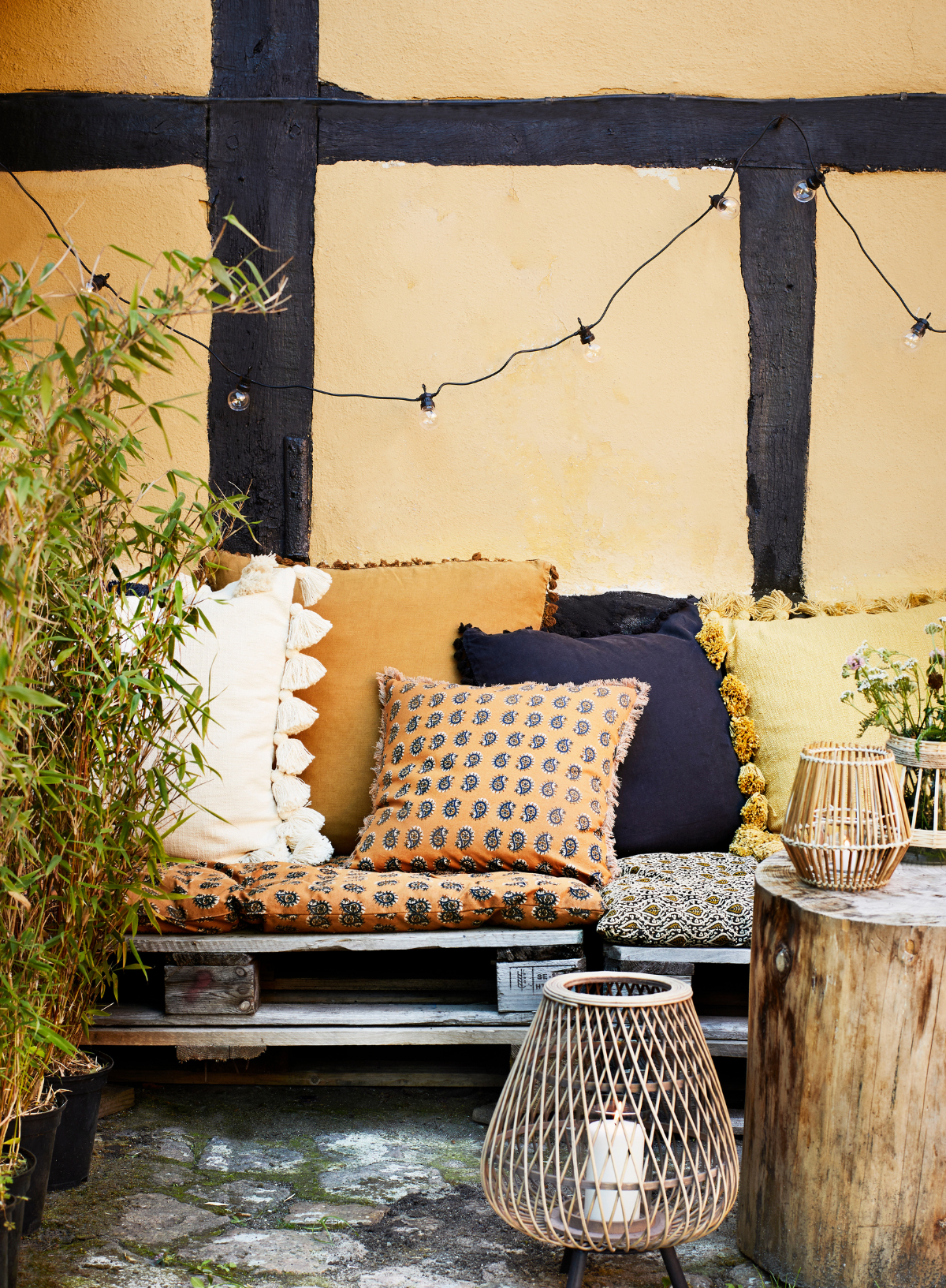 Mustard Cushion Cover with Tassel 65x65cm from Madam Stoltz